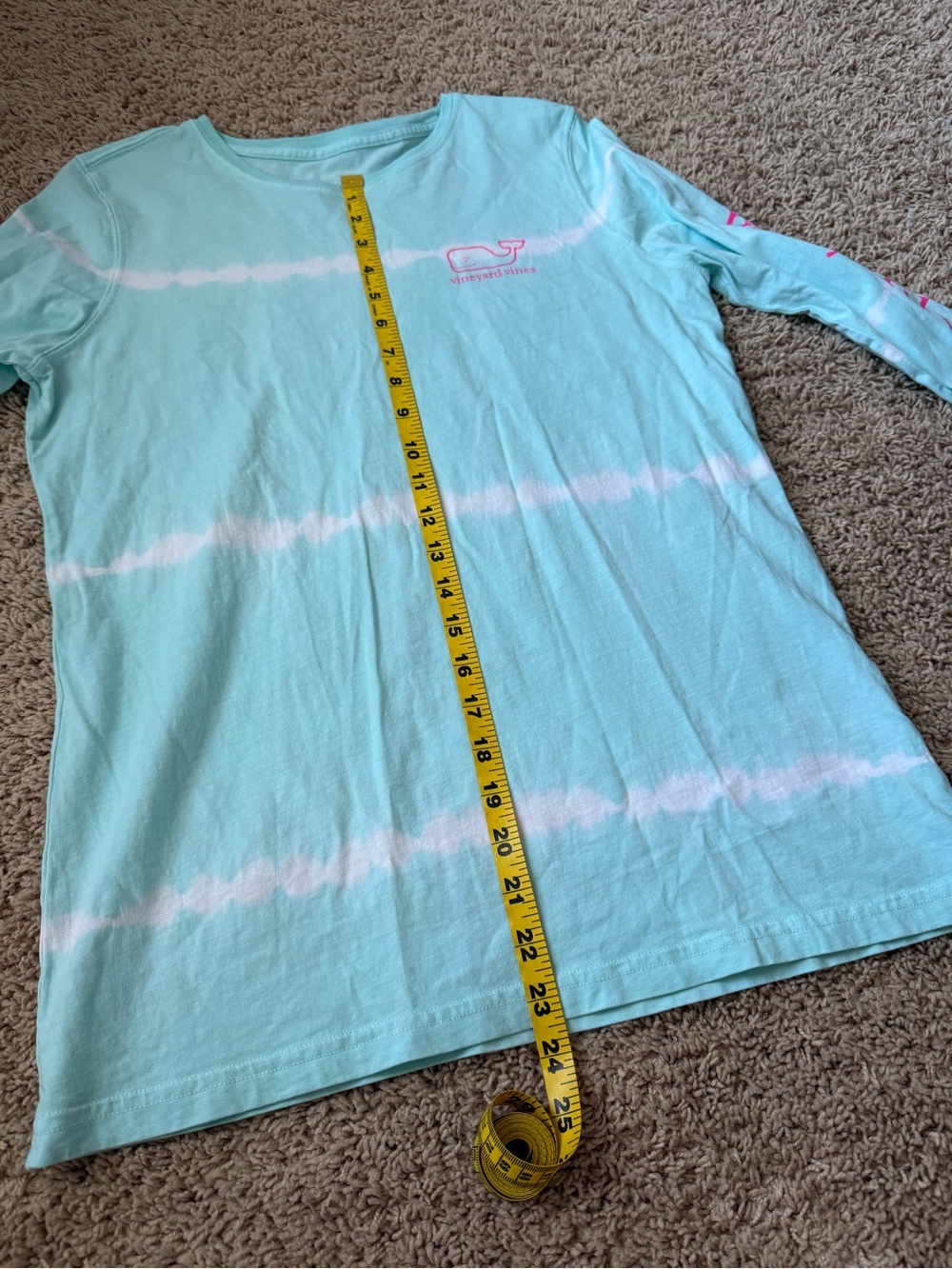 Vineyard Vines Light Blue Tie-Dye Long Sleeve Tee with Pink Whale - Picture 7 of 7